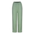thumbnail image 4 of Gifts Usmixi Cropped Trousers for Women Casual Solid High Waist Plus Size Sports Sweatpants Breathable Comfy Cotton Linen Loose Straight Leg Pocket Pants Green XXXL, 4 of 7