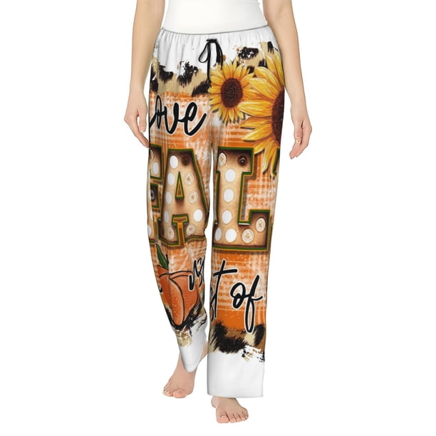 Balery I Love Fall Most Of All Pantalones de pijama para mujer, pijamas ultraligeros, pantalones de estar por casa-Medium
