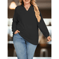 thumbnail image 3 of NISVIYA Fall Long Sleeve V Neck Shirts for Women Plus Size Loose Fit Tops Flattering Pullover Ladies Work Polo Sweatshirts, 3 of 5
