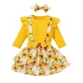 thumbnail image 2 of Vestido floral de manga larga acanalado para niñas pequeñas, ropa para la cabeza, traje, 2 of 8