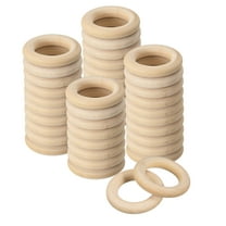 100Pack 30mm(1.2") Natural Wood Rings, 6mm Smooth Unfinished Wooden Circles