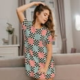 thumbnail image 3 of Sikiie Colorful Checkered Print Women's Short-sleeved Nightdress, Round Neck Pullover Nightdress Pajamas Summer Home Wear, 3 of 6