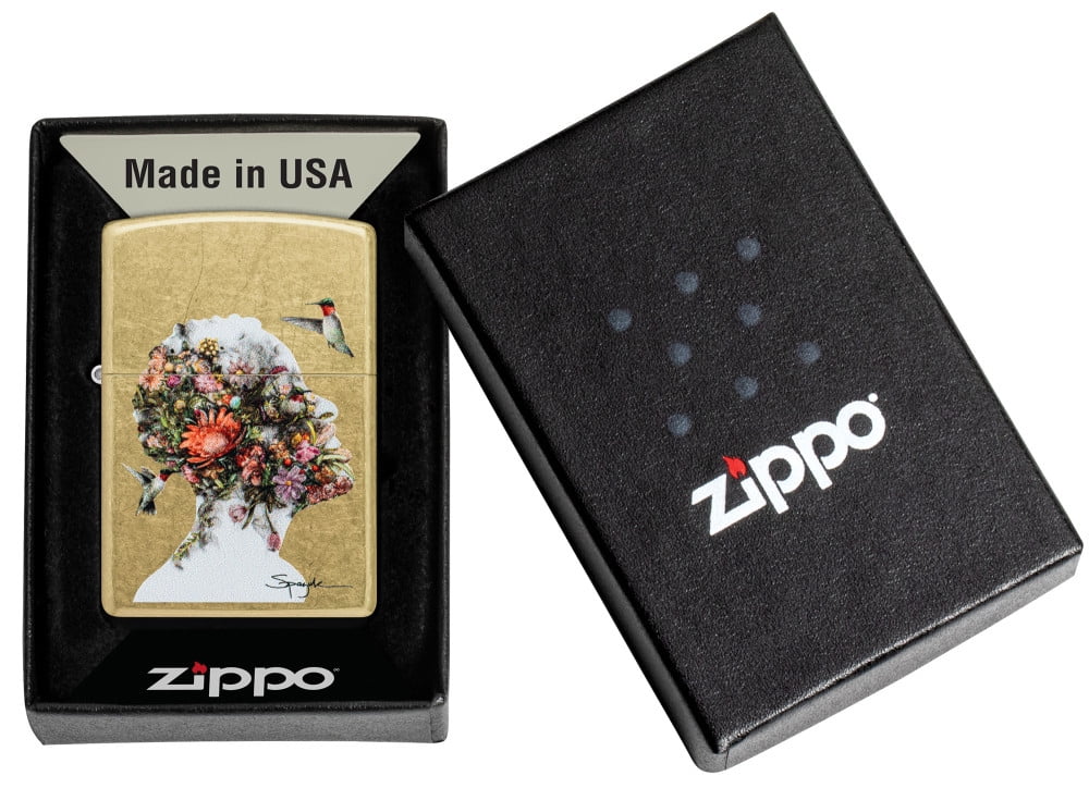 Zippo Pocket Lighter Spazuk Hummingbirds Design Street Brass