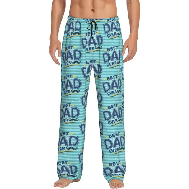 Fotbe Best Dad Ever Pantalones de Pijama para Hombre, Pantalones de Dormir, Pantalones de Casa con Cintura Ajustable y Bolsillos-X-Large