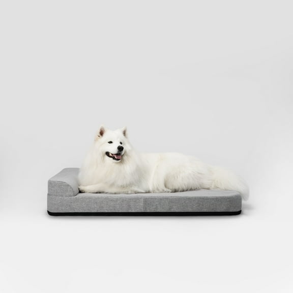 Diggs 42" Bolstr Dog Bed with Headrest, Premium Memory Foam Crate and Home Pet Bed, Grey