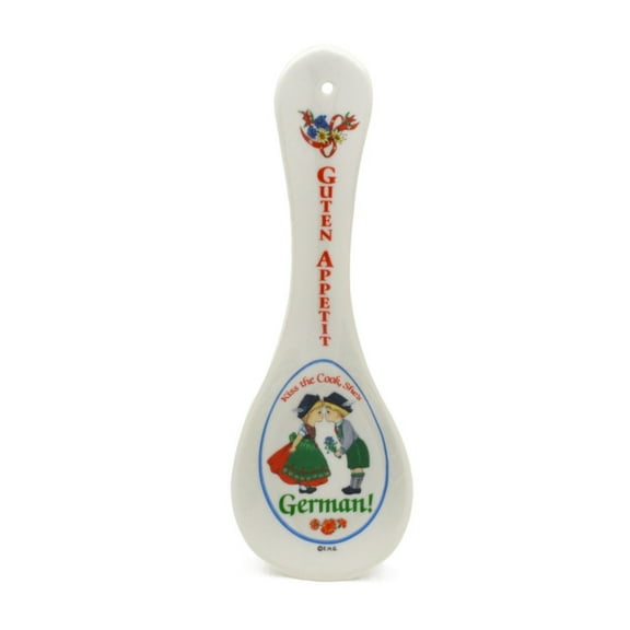 Oktoberfest Haus Multicolor Ceramic Spoon with "Kiss The Cook She's German"