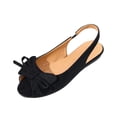 thumbnail image 2 of Xdegoge Slingback Flats for Women Peep Toe Elegant Layered Bowknot Decor Suede Like Slip On Dressy Casual Office Work Everyday Comfort Summer Footwear, 2 of 9