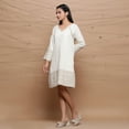 thumbnail image 2 of Undyed Ecru Handspun Cotton Muslin Knee Length A-Line Dress, 2 of 7