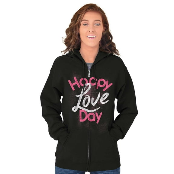 Happy Valentines Love Day Date Cute Zip Hoodie Sweatshirt Women Brisco Brands S