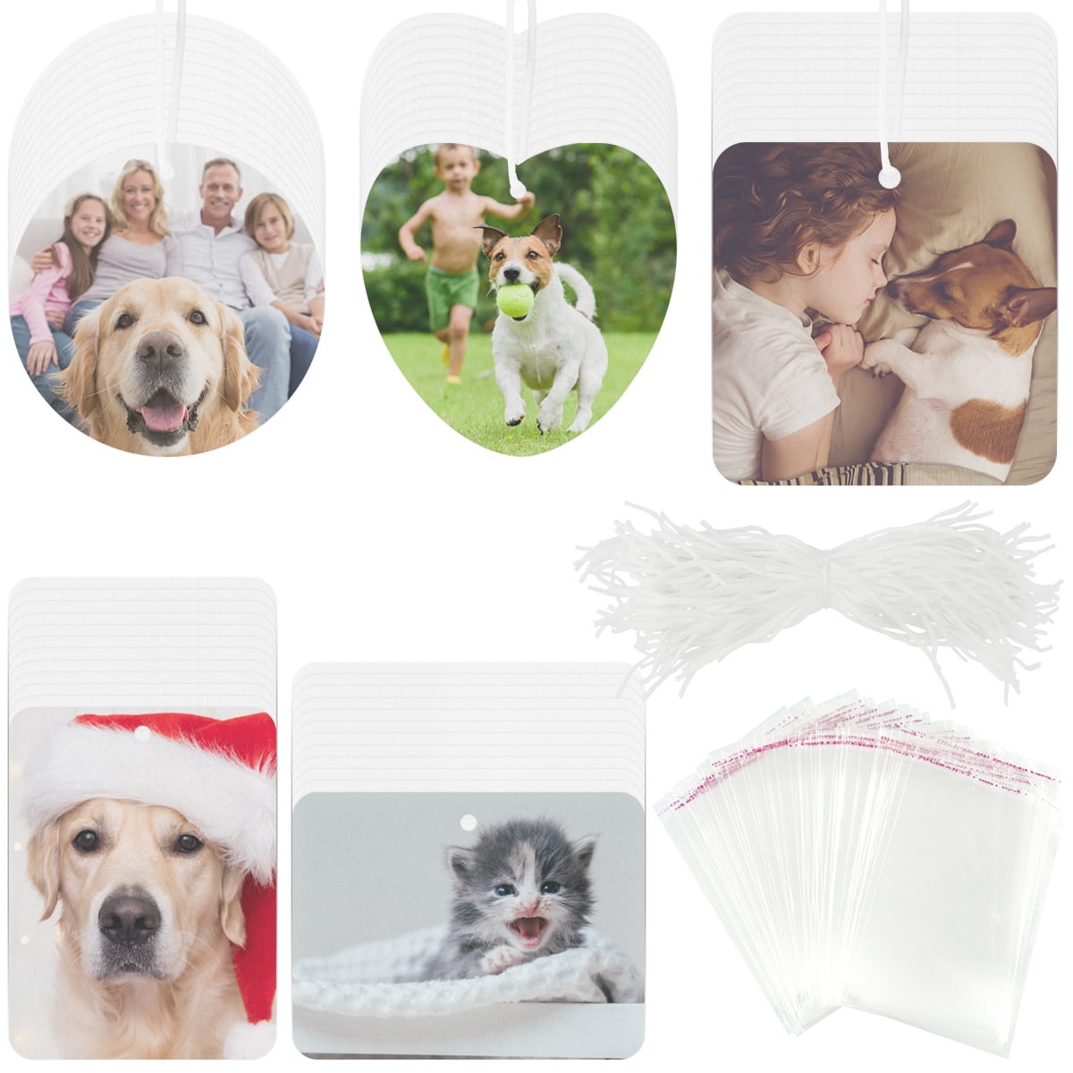 60 Pcs Sublimation Air Freshener Blanks 5 Shapes Air Freshener Sheets