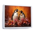 thumbnail image 2 of Designart "Penguins In A World Of Flowers" Penguin Floater Framed Canvas Art Print, 2 of 5