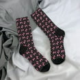 thumbnail image 5 of KLL polka dot with pink bows Print Cool Socks Men's Women's Crew Socks Funny Crazy Novelty Stockings, 5 of 6