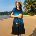 thumbnail image 4 of Balery Planet Earth Vestidos sueltos de manga corta para mujer, vestidos de verano 2025, vestidos casuales de corte A con vuelo., 4 of 6