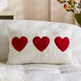 thumbnail image 3 of Valentine's Day Throw Pillow Cover - Teddy Fleece With Embroidered Hearts, 12X20 Inch Rectangular Cushion Case For Sofa Bed Living Room Decor, 3 of 4