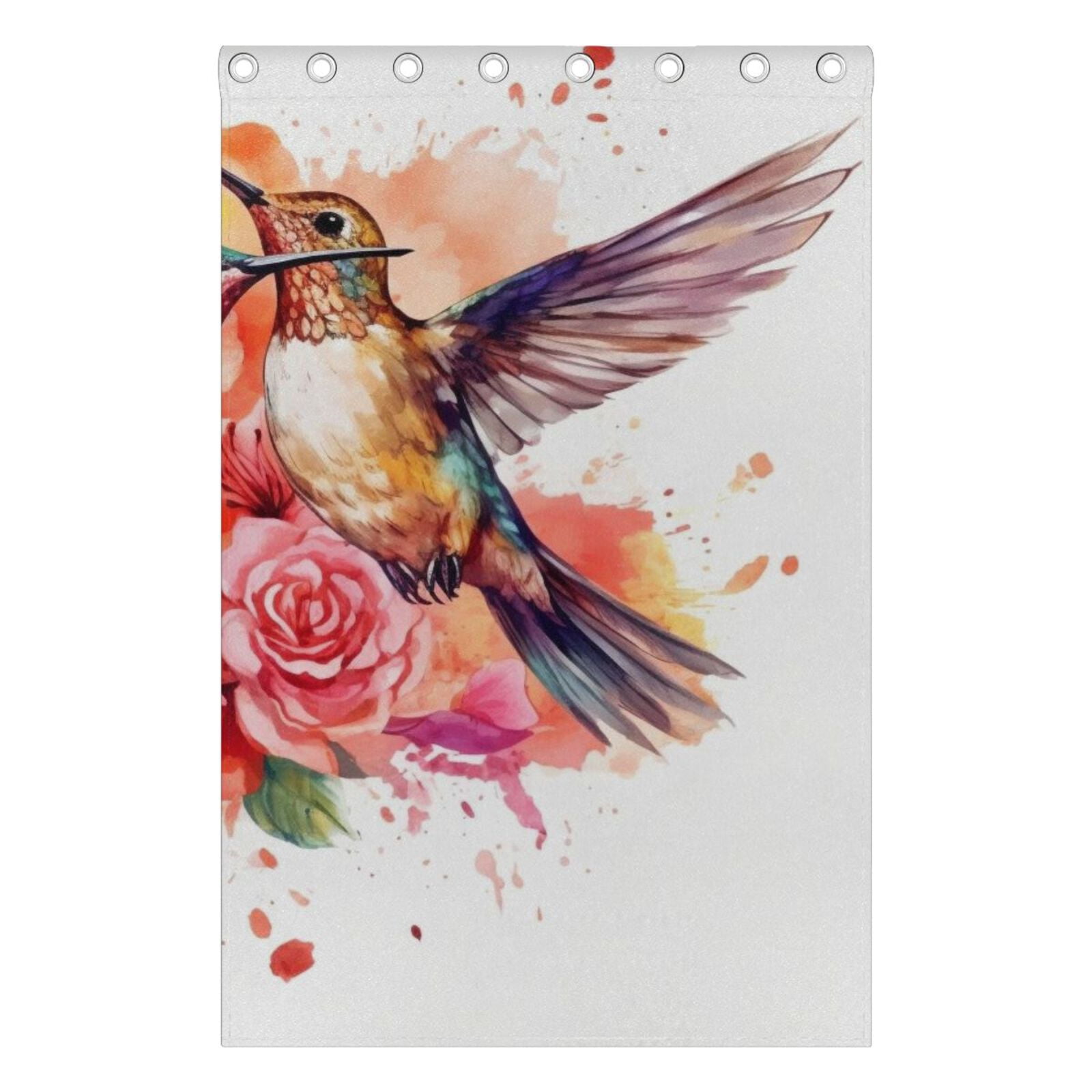 Birds Flowers Black Out Curtains 72 Inch Length Curtains for Sliding Glass Doors Bedroom Living Room 2 Pack