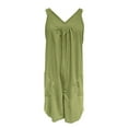 thumbnail image 3 of Yubnlvae Women's Jumpsuit V-Neck Sleeveless Loose-Fit Pocket Shorts Romper - Blue/Black/Beige/Gold/Green/Dark Gray - S/M/L/XL/XXL (Green | S), 3 of 9