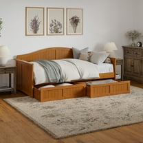 AFI Nantucket Light Toffee Wood Twin Size Daybed Frame with Two Storage Drawers