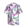 thumbnail image 2 of Easygdp Eiffel Tower and Hearts Men's Hawaiian Shirts Print Lapel Short Sleeve for Beach, vacation, party, casual occasions - XX-Large, 2 of 9