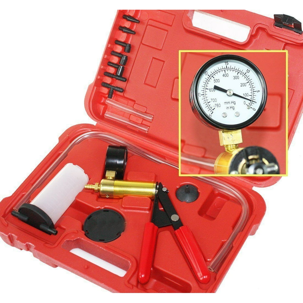 2 In 1 Brake Bleeder & Vacuum Pump Gauge Test Tuner Kit Tools DIY Hand