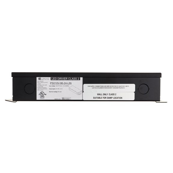 Luminii PS010V-96-24-LIN Plenum LED Driver, 120-277VAC, 96-Watt, 24Vdc 4A