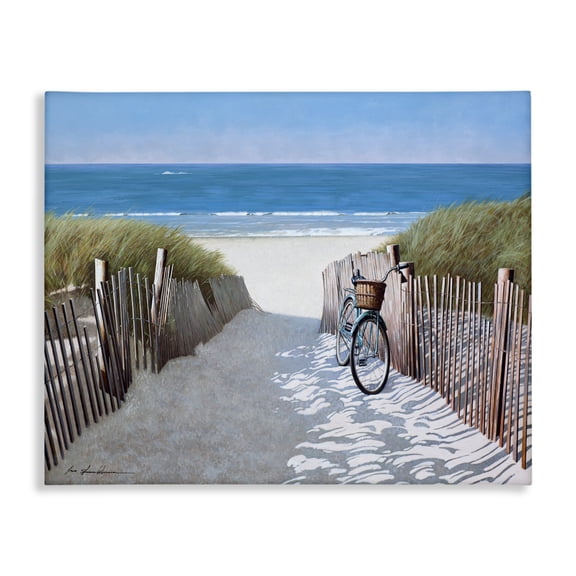 Stupell Industries Traditional Beach Pathway and Bicycle Canvas Art, 20 x 16, by Zhen-Huan Lu