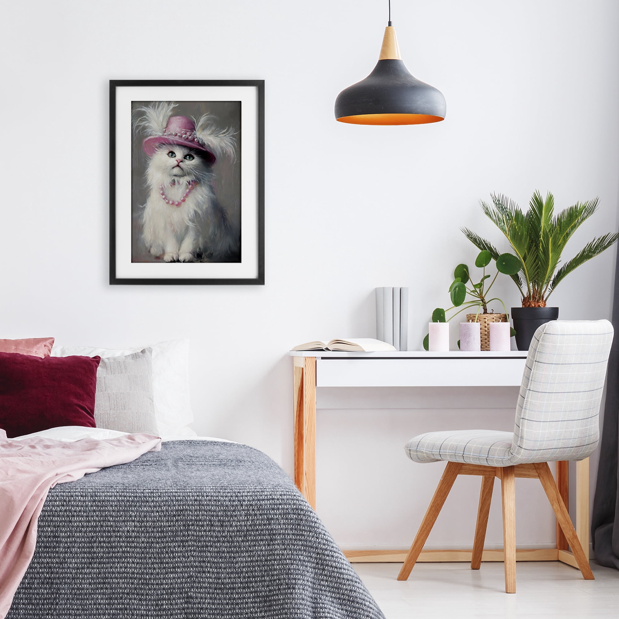 Stupell Industries Beautiful Brigitte Cat Black Framed Print Under Glass, design by Tina LeCour