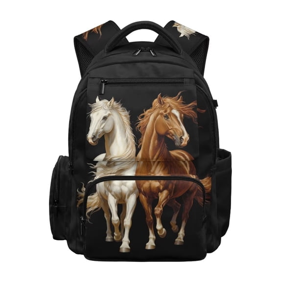 Psesaysky Horse Backpack for Boys 8-12 Elementary School Bookbag Large Capacity Girls Schoolbag Casual Daypack 17 Inch Rucksack with Front Pocket