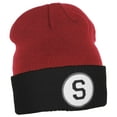 thumbnail image 3 of Daxton Custom A to Z Initial Letters Cuff Hat Beanie Warm Knit Skull Cap, Red Black Letter S, 3 of 4