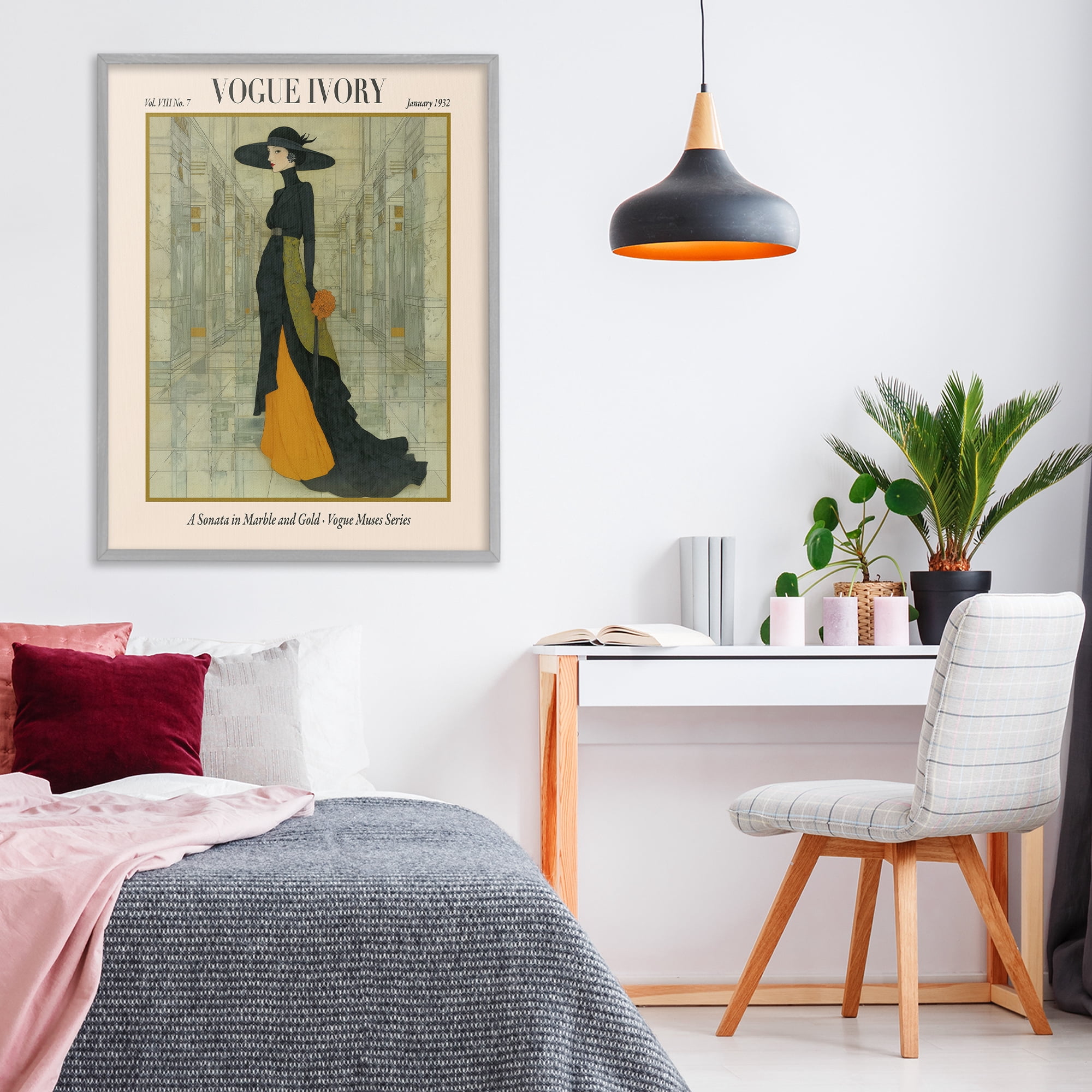 Stupell Industries Ivory Hall Magazine Gray Framed Giclee Art, design by A Barefoot Stylist