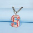 thumbnail image 3 of RSAMD Baseball Initial A-Z Letter Pendant Necklace Cuban Chain Stainless Steel Jewelry-Gold-S, 3 of 7