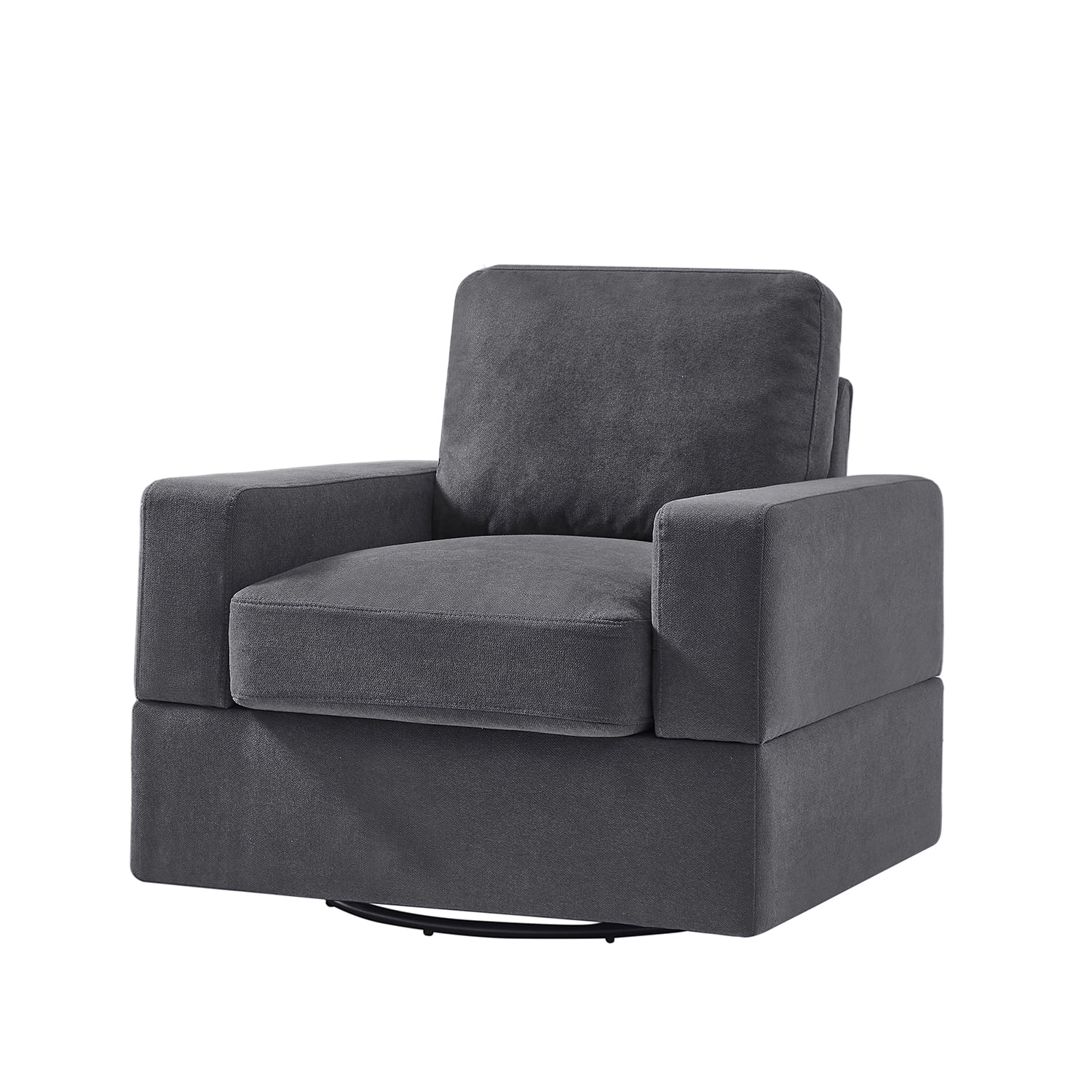 Kadyn Upholstered Swivel Barrel Chair, Swivel Chairs for Living Room, Swivel Arm Chair for Bedroom, Grey