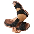 thumbnail image 1 of Platform Sandals with Rhinestone Casual Slip on Summer Beach Slide Shoes Comfortable Heel Open Toe Adjustable Strap, 1 of 7