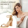 thumbnail image 2 of Ankis Women Heels Open Toe Ankle Strap Chunky Heel Sandals 2.75 Inch, 2 of 7