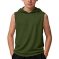 thumbnail image 4 of Jalioing Kids Workout Tops Sleeveless Hooded Athletic Shirts Big Boys Girls Summer Casual Solid Color Sport Hoodies, 4 of 6