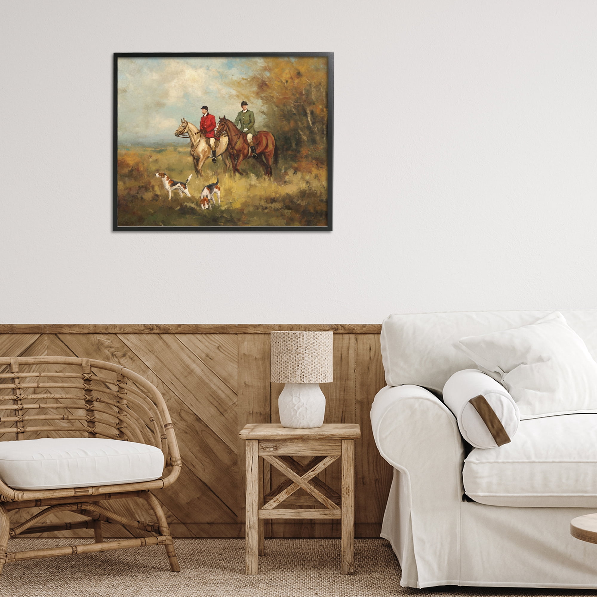 Stupell Industries Autumn Riders with Hounds Black Framed Giclee Art, design by Ziwei Li
