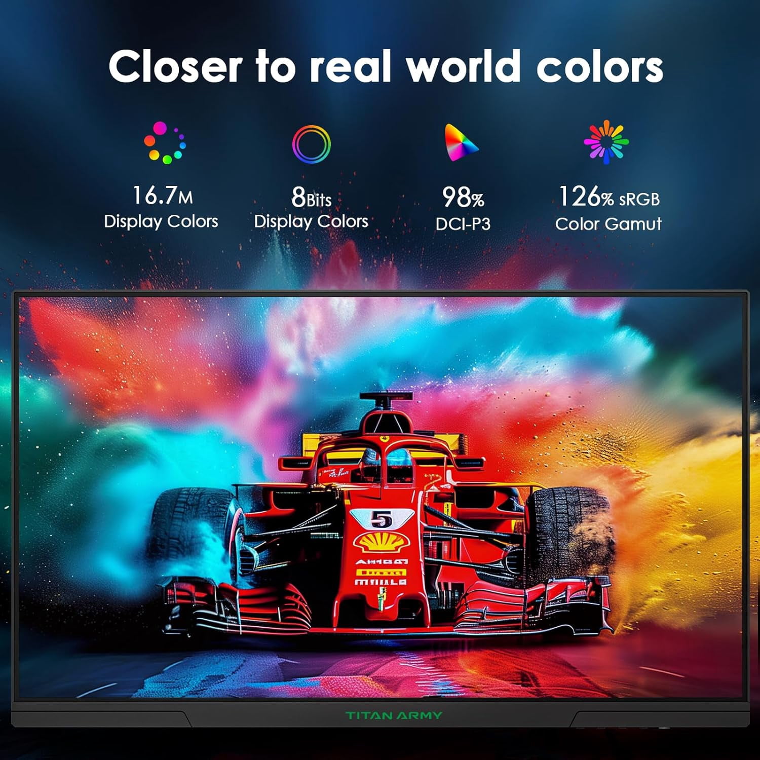 TITAN ARMY 24.5 Inch 240Hz 1440P Gaming Monitor, 2K QHD Computer Gaming Monitor with HDR 500, 1ms Fast IPS, Adaptive Sync, 123% sRGB, Low Blue Light, VESA 100x100, HDMI 2.0/DP 1.4-P2510S PLUS
