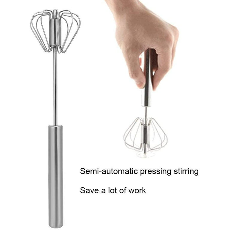 Stainless Steel Semi-automatic Whisk Handhold Push-type Egg Beater