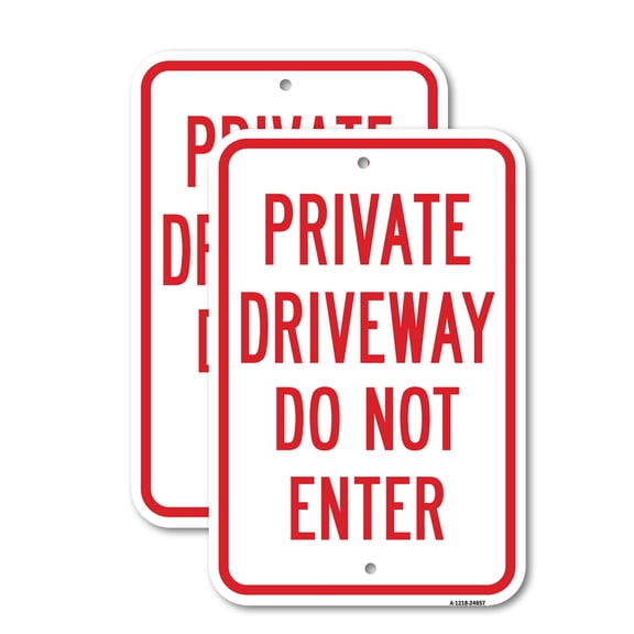 (2 Pack) Private Driveway Do Not Enter | 12" X 18" Heavy-Gauge Aluminum Sign | Rust Free Aluminum, Weather Resistant, Waterproof, Fade Resistant, 2 Pre-drilled Holes