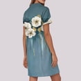 thumbnail image 4 of UoCefik Midi Dresses For Women 2025 Loose Fit V Neck Short Sleeve a Line Dresses Elegant Floral Beach Summer Sundress Business Casual Flowy Dress Blue L, 4 of 4