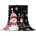 thumbnail image 2 of Christmas Snowman Throw Flannel Blanket 40x50In Snowflake Branch Bird Black Super Soft Cozy Bed Blanket, Lightweight Plush Fuzzy Bed Throw for Bedroom Sofa Couch Living Room, 2 of 4