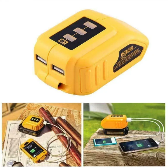 18V-20V Dual USB Li-ion Power Source Battery Adapter w/LED DCB090 For Dewalt Max