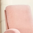 thumbnail image 5 of Rocking Chair, Modern Sherp Upholstered Accent Glider Chair with High Back and Side Pocket, Tufted Armchair Lounge Chair with Rubber Wood Legs for Living Room, Bedroom, Office, Pink, 5 of 7