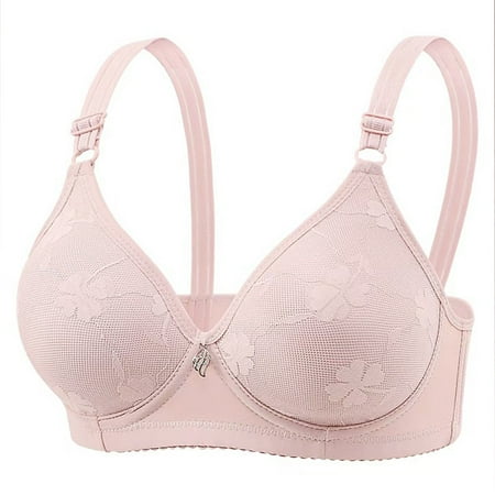 Clearance Bras under $5! Cagogo Sexy Wireless Bra for Older Womens Lift up Full Coverage No Underwire Plus Size Everyday Bras Plunge Push Up Summer Thin Bralettes Tshirt Bra