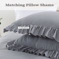 thumbnail image 4 of Haperlare 3 Pcs King Size Ruffle Duvet Cover Set Soft Washed Microfiber Vintage French Duvet Cover with Button Closure, Gray, 4 of 8