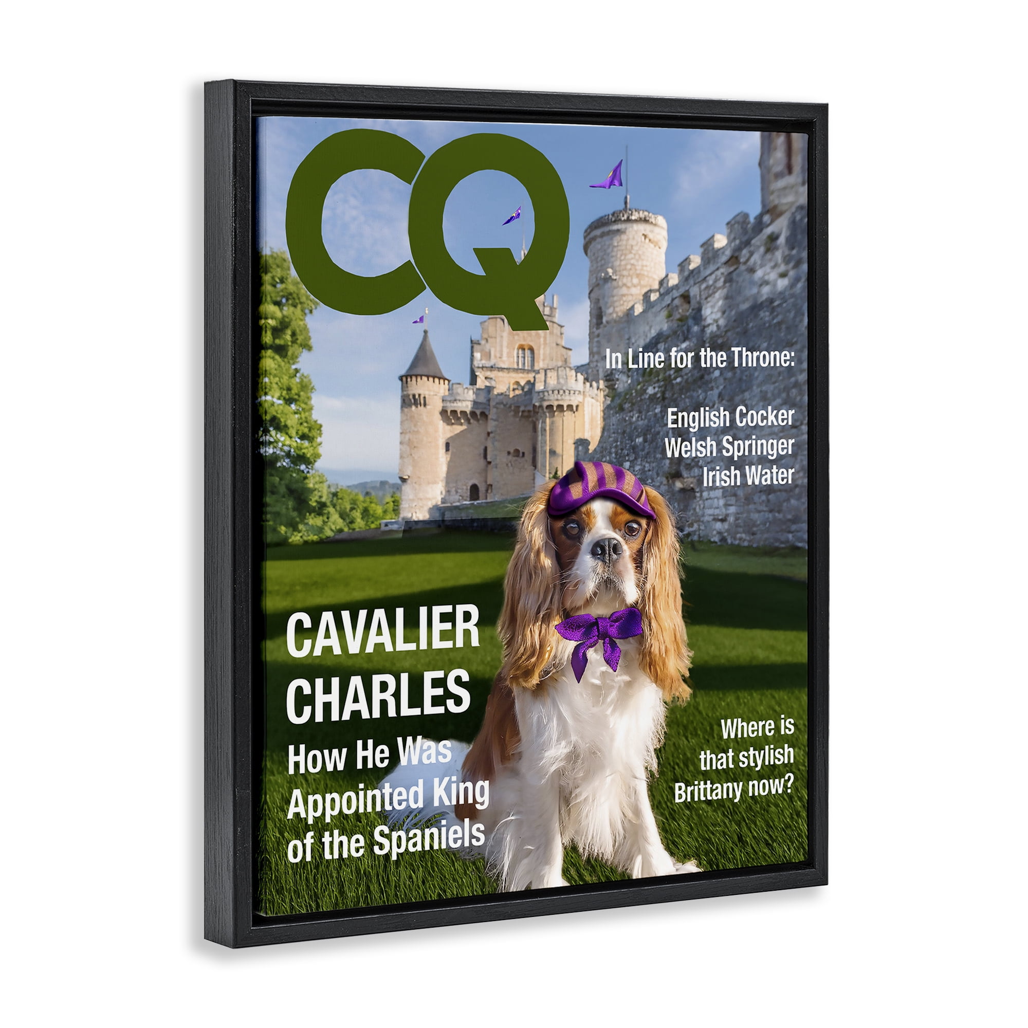 Stupell Industries Royal Cavalier Magazine Black Framed Floater Canvas Wall Art, design by Grotto Studios