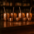 thumbnail image 2 of Authentic 100% Copper Mule Mug & Shot Glass Set – 12-Piece Hammered Copper Drinkware with Brass Handles – 4 Mugs + 4 Mini Shot Mugs + 4 Straws – Handcrafted Gift Set, 2 of 7