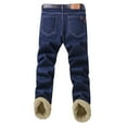 thumbnail image 4 of Men's Padded And Thickened Jeans Loose Straight Elastic Autumn And Winter Warm Casual Style Denim Trousers Lined Jeans Mens Elastic Waist Thicken Warm Loose Denim Pants, 4 of 4