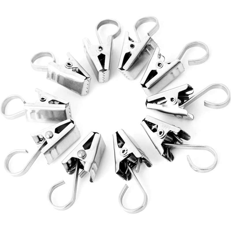 Window Shower Curtain Hooks Rings Drapery Clips Stainless Steel Hanging Clamps 