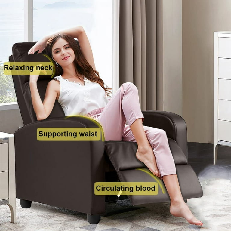 Fdw recliner chair leather single modern sofa home theater 2024 seating for living room