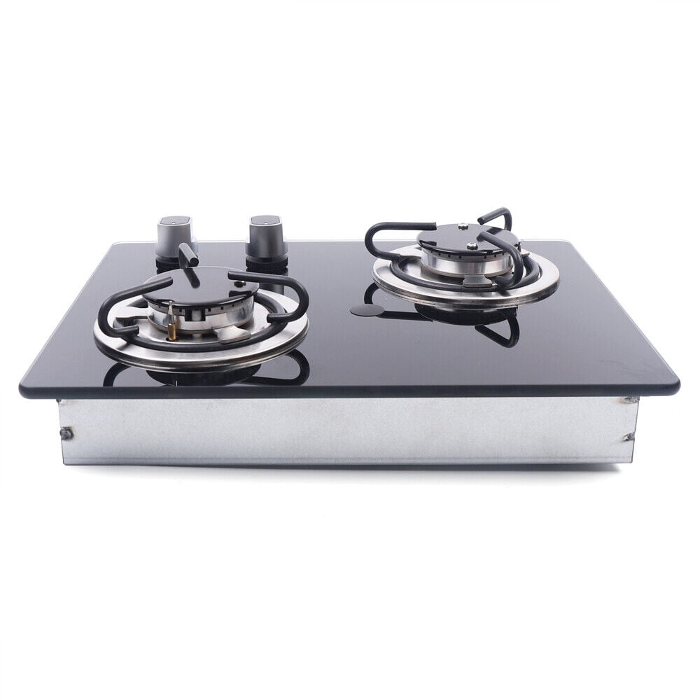Flkoendmall Gas Camping Stove 2 Burner Countertop Cooktop Gas Cooker
